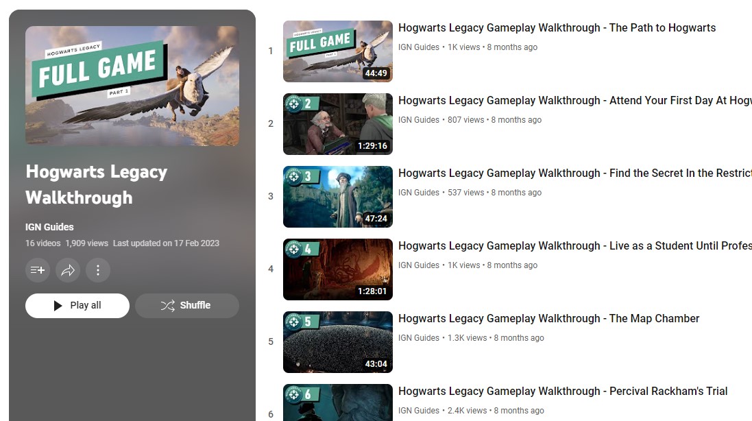 IGN Hogwarts Legacy walkthrough