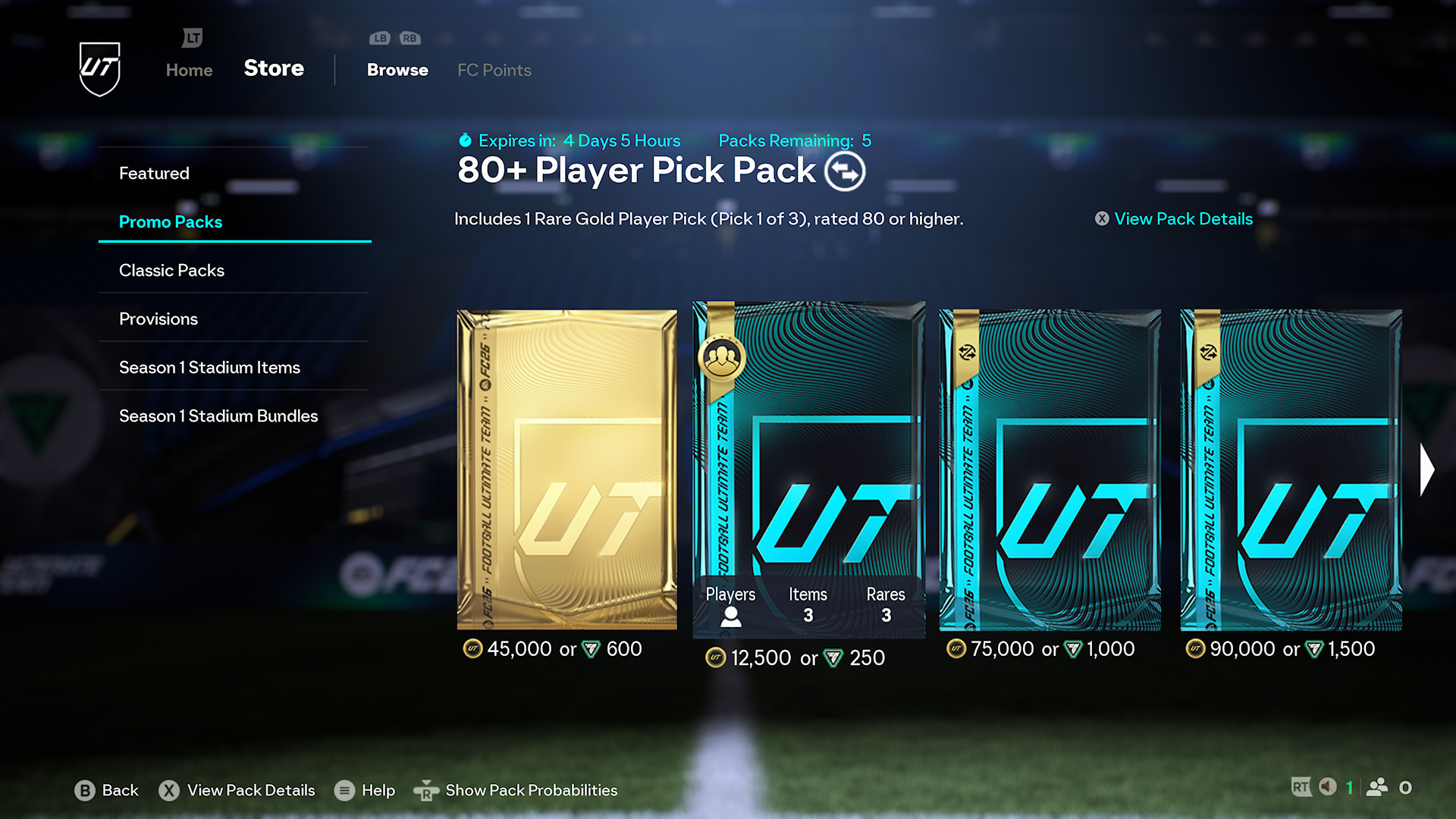 Promo packs in de store van EA Sports FC 25